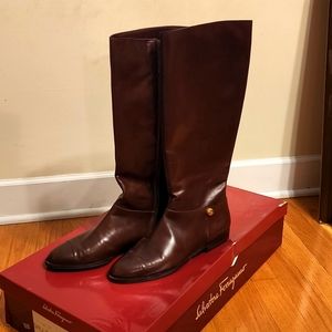 Like new Salvatore Ferragamo brown tall boots. Size 9AA